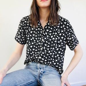 Flower rayon button down